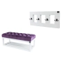 Ławka Pufa Pikowana Fiolet LPP-3 + Wieszak Ścienny WDC-17