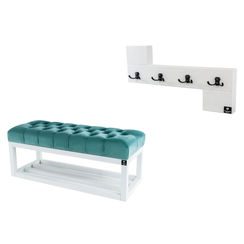 Ławka Pikowana Mięta LPP-3 + Wieszak Ścienny WDC-35