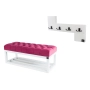 Ławka Pikowana Różowy  LPP-3 + Wieszak Ścienny WDC-35