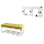 Ławka Pufa Pikowana Żółty Guzik Tapicerowany LPP-4 + Wieszak Ścienny WDC-22 Kolory