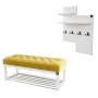 Ławka Pufa Pikowana Żółty Guzik Tapicerowany LPP-4 + Wieszak Ścienny WDC-5 Kolory