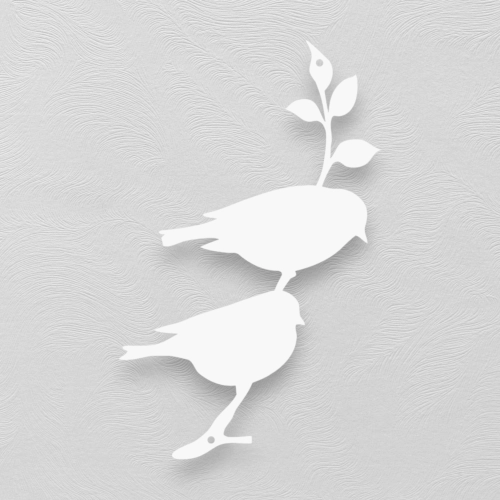 Stalowy dekor na ścianę - Ptak Czarny / Biały