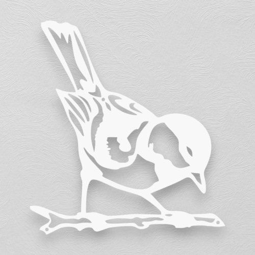 Stalowy dekor na ścianę - Ptak Czarny / Biały