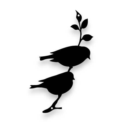 Stalowy dekor na ścianę - Ptak Czarny / Biały