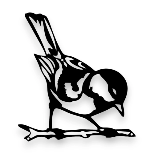 Stalowy dekor na ścianę - Ptak Czarny / Biały