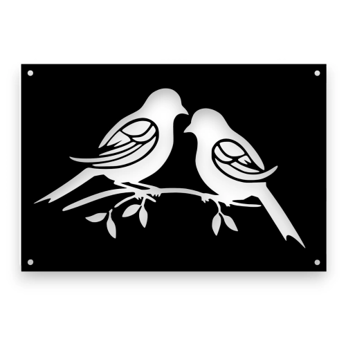 Stalowy dekor na ścianę - Ptak Czarny / Biały