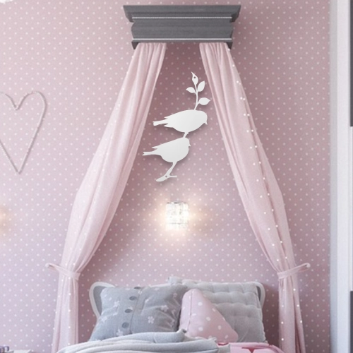 Stalowy dekor na ścianę - Ptak Czarny / Biały