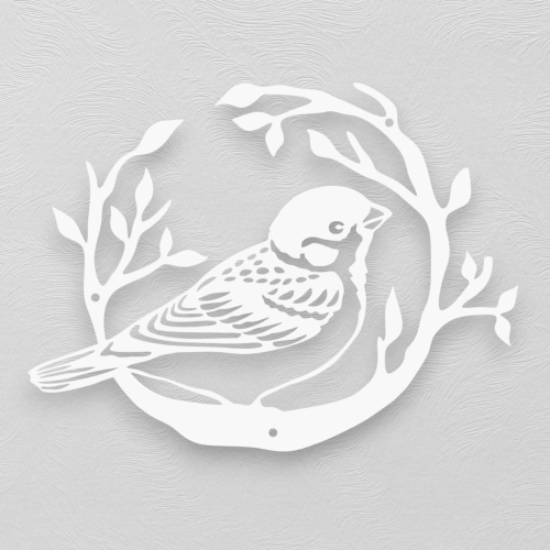 Stalowy dekor na ścianę - Ptak Czarny / Biały