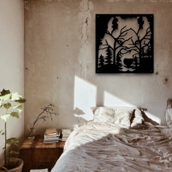 Stalowy dekor na ścianę - Wilk Czarny / Biały