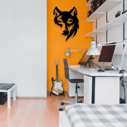 Stalowy dekor na ścianę - Wilk Czarny / Biały