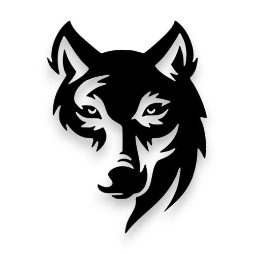 Stalowy dekor na ścianę - Wilk Czarny / Biały