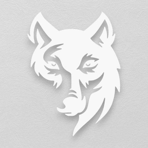 Stalowy dekor na ścianę - Wilk Czarny / Biały