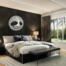 Stalowy dekor "Drzewo Życia" Czarne Białe