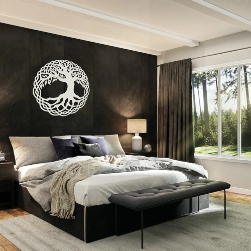 Stalowy dekor "Drzewo Życia" Czarne Białe