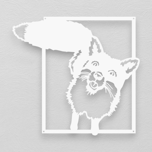 Stalowy dekor Lisek Biały