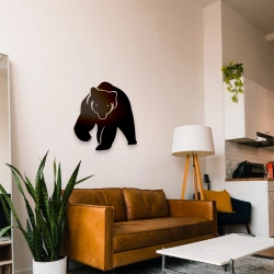 Stalowa Dekoracja na Ścianę z Sylwetką Niedźwiedzia Czarny