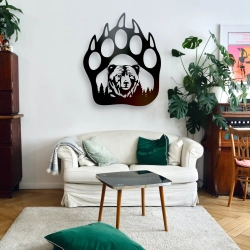 Stalowa Dekoracja na Ścianę z Sylwetką Niedźwiedzia Czarny