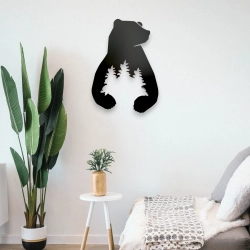 Stalowa Dekoracja na Ścianę z Sylwetką Niedźwiedzia Czarny