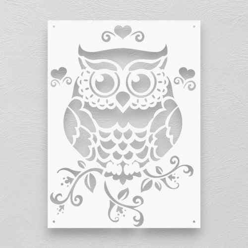 Stalowy dekor na ścianę - Sowa Biała