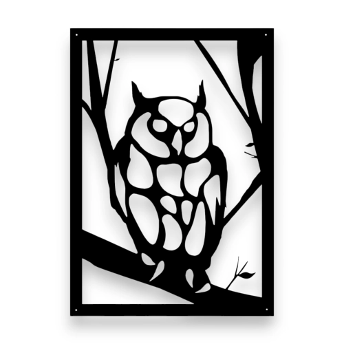 Stalowy dekor na ścianę - Sowa Czarna