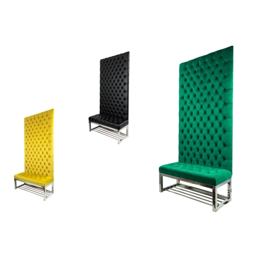 Ławki stal nierdzewna z panelem tkanina / eko-skóra