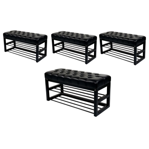 Ławki metalowe industrialne dwupoziomowe siedzisko pikowane z eko-skóry