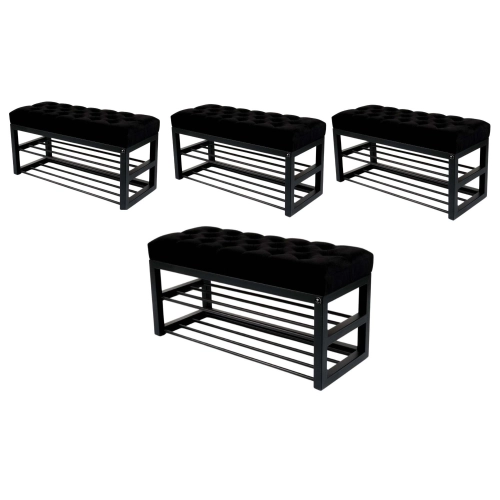 Ławki metalowe industrialne dwupoziomowe siedzisko pikowane z tkaniny