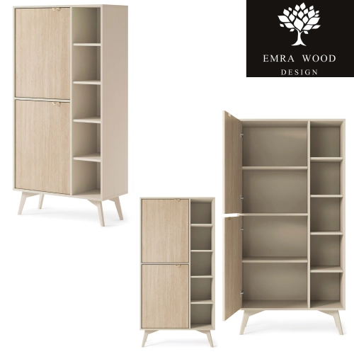 Regał Szafka Witryna Beżowa