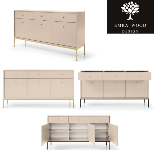 Komoda Beżowa Noga Złota