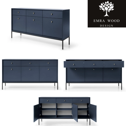 Komoda Granatowa Noga Czarna