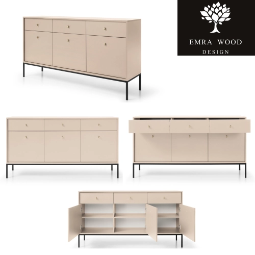 Komoda Beżowa Noga Czarna