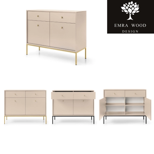 Komoda Beżowa Noga Złota
