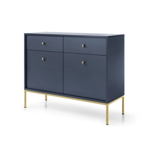 Komoda Granatowa Noga Czarna - Złota