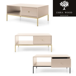 Stolik Kawowy Beżowo - Złoty