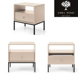 Szafka Nocna Beżowa Noga Czarna