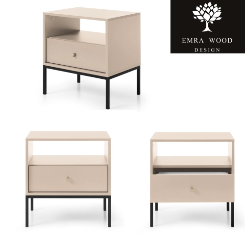 Szafka Nocna Beżowa Noga Czarna