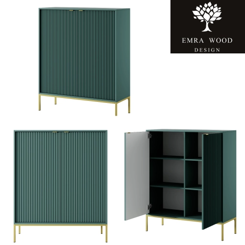 Komoda Zielono - Złota Uchwyty Złote