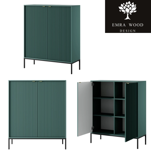 Komoda Zielono - Czarna Uchwyty Złote