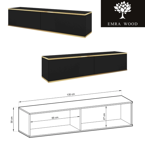 Szafka RTV Czarno - Złota  135 cm