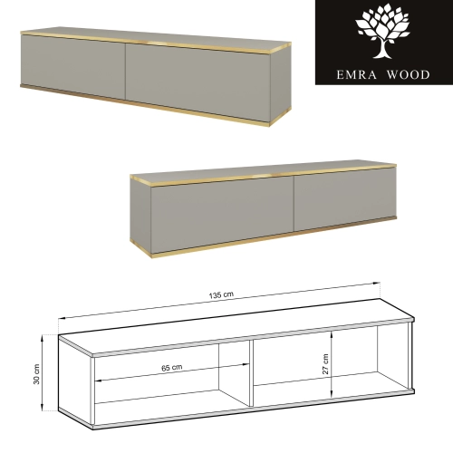 Szafka RTV Szaro - Złota  135 cm