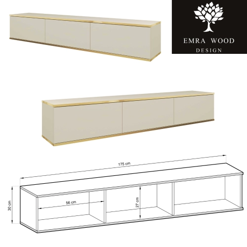 Szafka RTV Szaro - Złota  175 cm