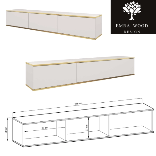 Szafka RTV Biało - Złota  175 cm