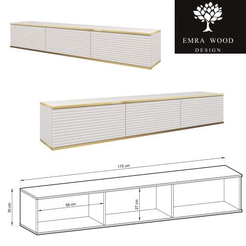 Szafka RTV Biało - Złota  175 cm MDF