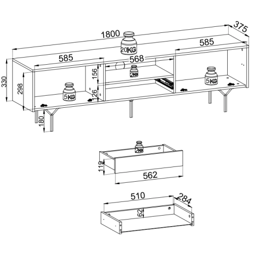 Szafka RTV Czarno Grafitowa