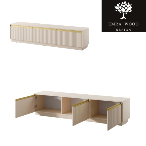 Szafka RTV  Beżowo Złota