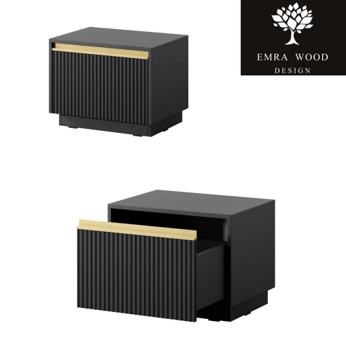 Szafka Nocna Czarno Złota