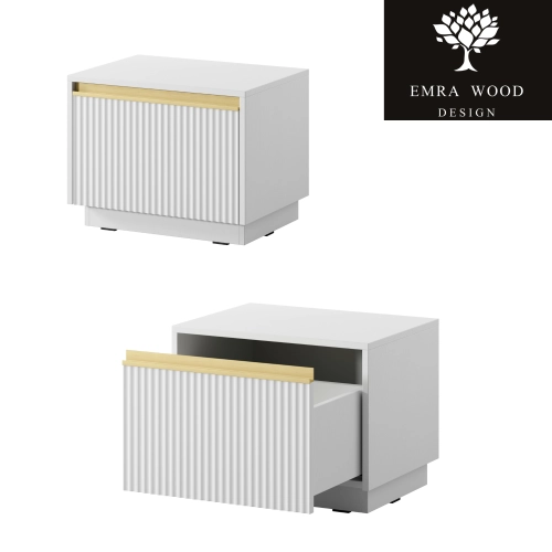 Szafka Nocna  Biało Złota