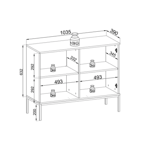 Komoda Czarna - Dąb Loft