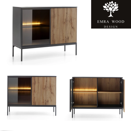 Komoda Czarna - Dąb Loft