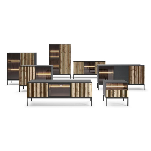 Komoda Czarna - Dąb Loft